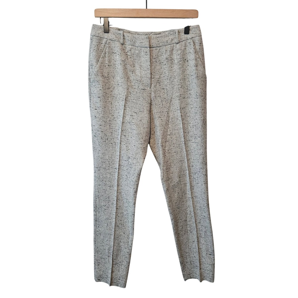 Hugo Boss Acnes8 Grey Speckled Tweed Wool Silk Blend Slim Leg Dress Pants Size 2